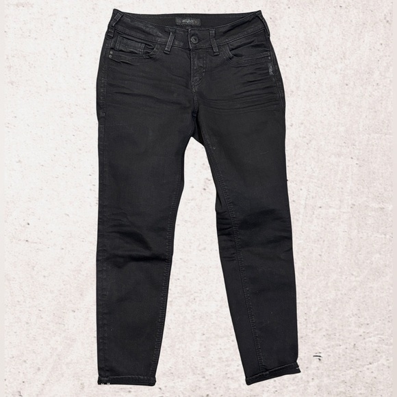 Silver Jeans Black Skinny Jeans with Matte Finish - Picture 1 of 4